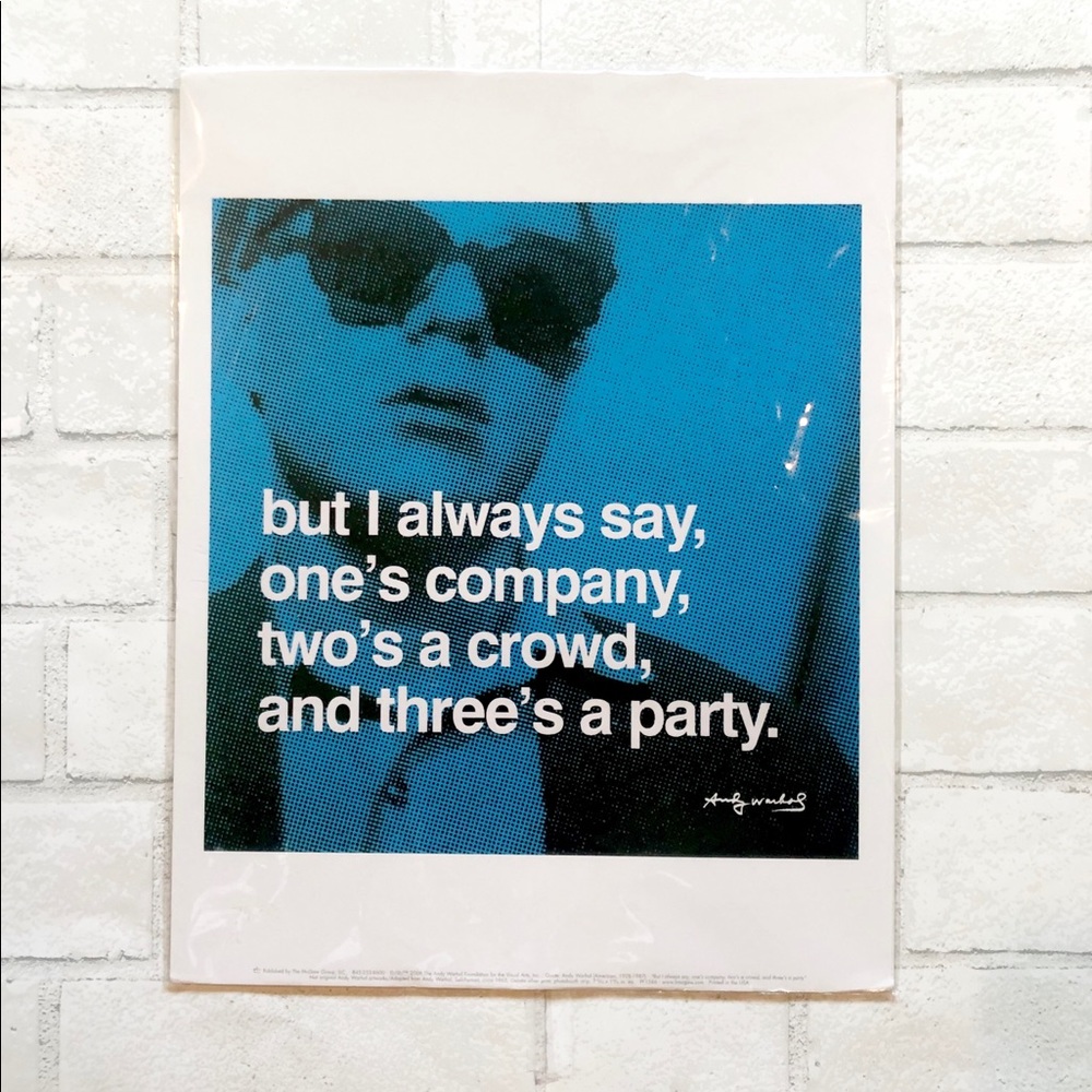 Andy Warhol Matted Art Print 11x14 | One's Company Quote | Blue Pop Art Portrait